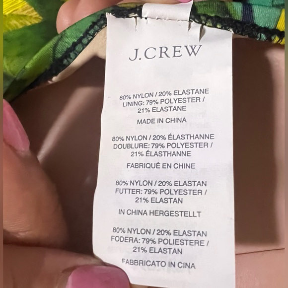 NWT J. CREW Set Jungle Tropical Leaf Green Yellow Mix Bikini 34B XS Set - Picture 11 of 13